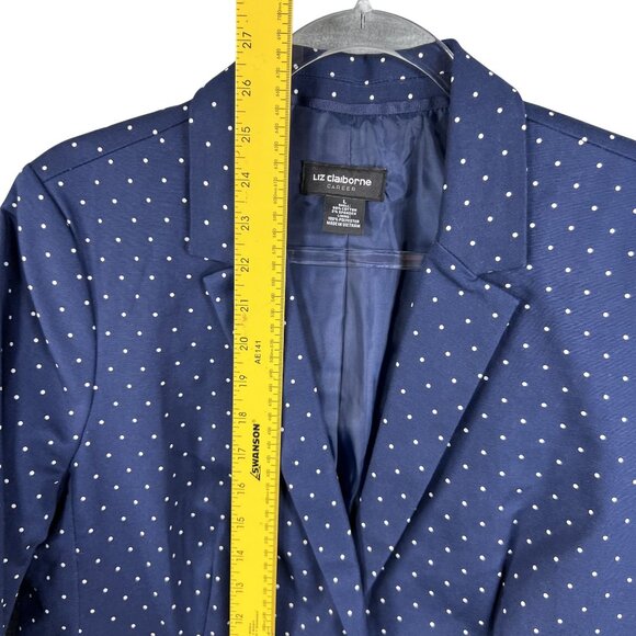 Liz Claiborne Career NWT Womens 14 /L Navy Polka Dot Blazer Skirt Set Power Suit - Picture 11 of 16